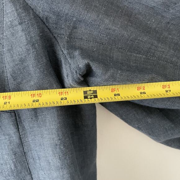 Talbots Linen Blazer 18W Navy Blue Minimalist Jacket Plus Size Classic Workwear - Picture 4 of 8